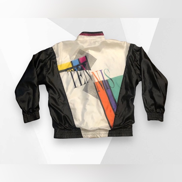 80’s Colorblock Tennis Windbreaker Zip Bomber Athletic Jacket Medium by Tail - Picture 7 of 7